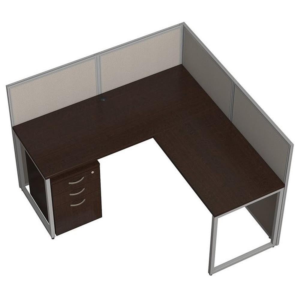 Bush Business Furniture Easy Office L-Shaped 2 Person Benching Workstation with Cable Management