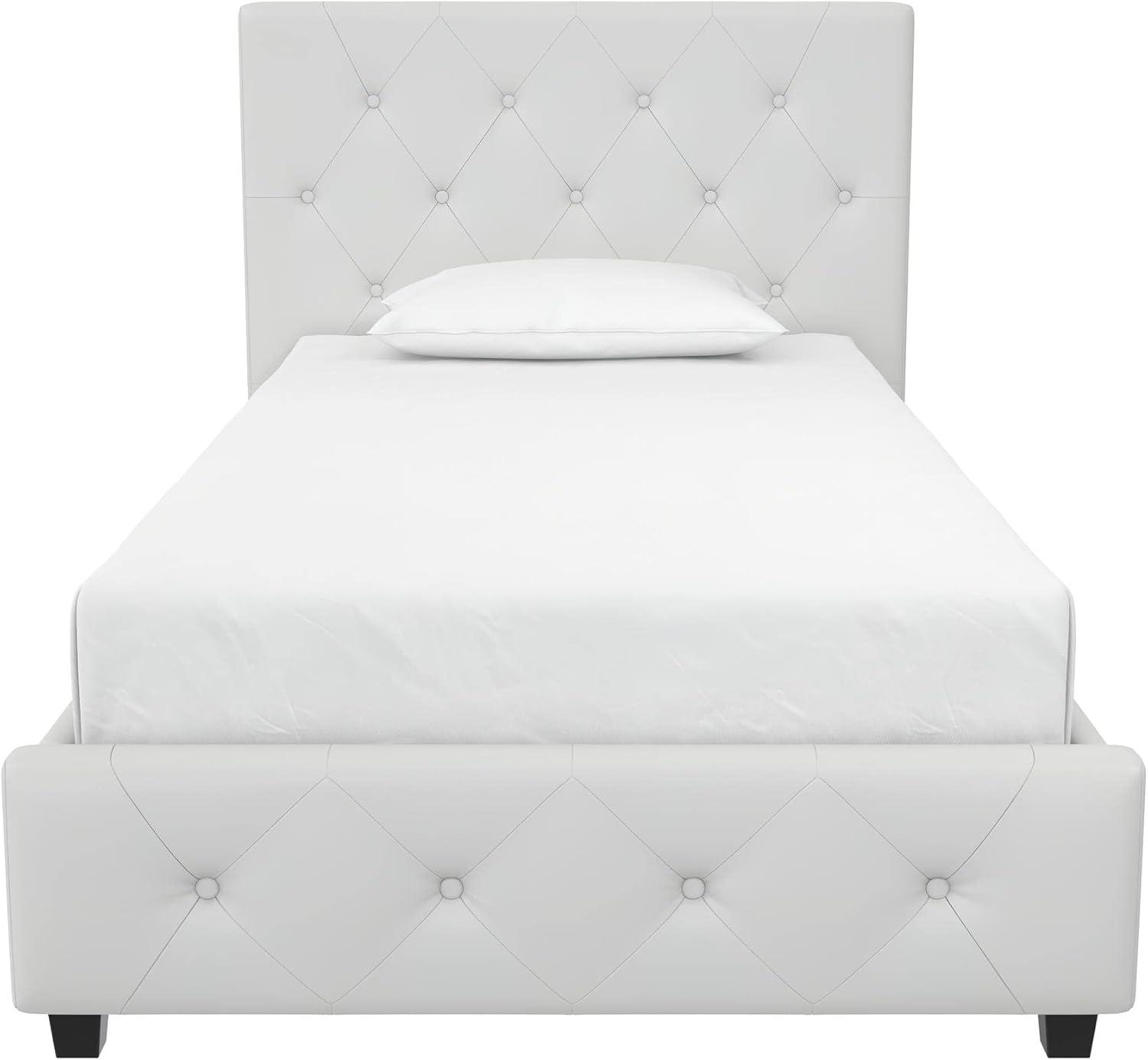 DHP Dakota Upholstered Platform Bed, Twin, White