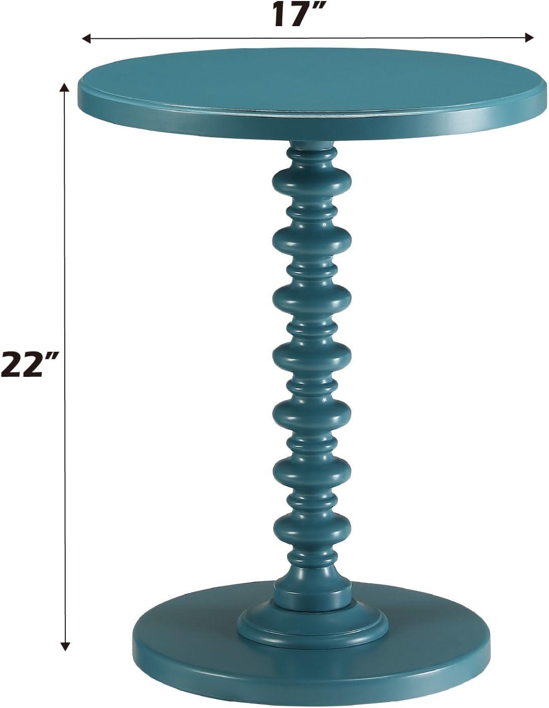 Astonishing Side Table With Round Top Teal Blue - Saltoro Sherpi
