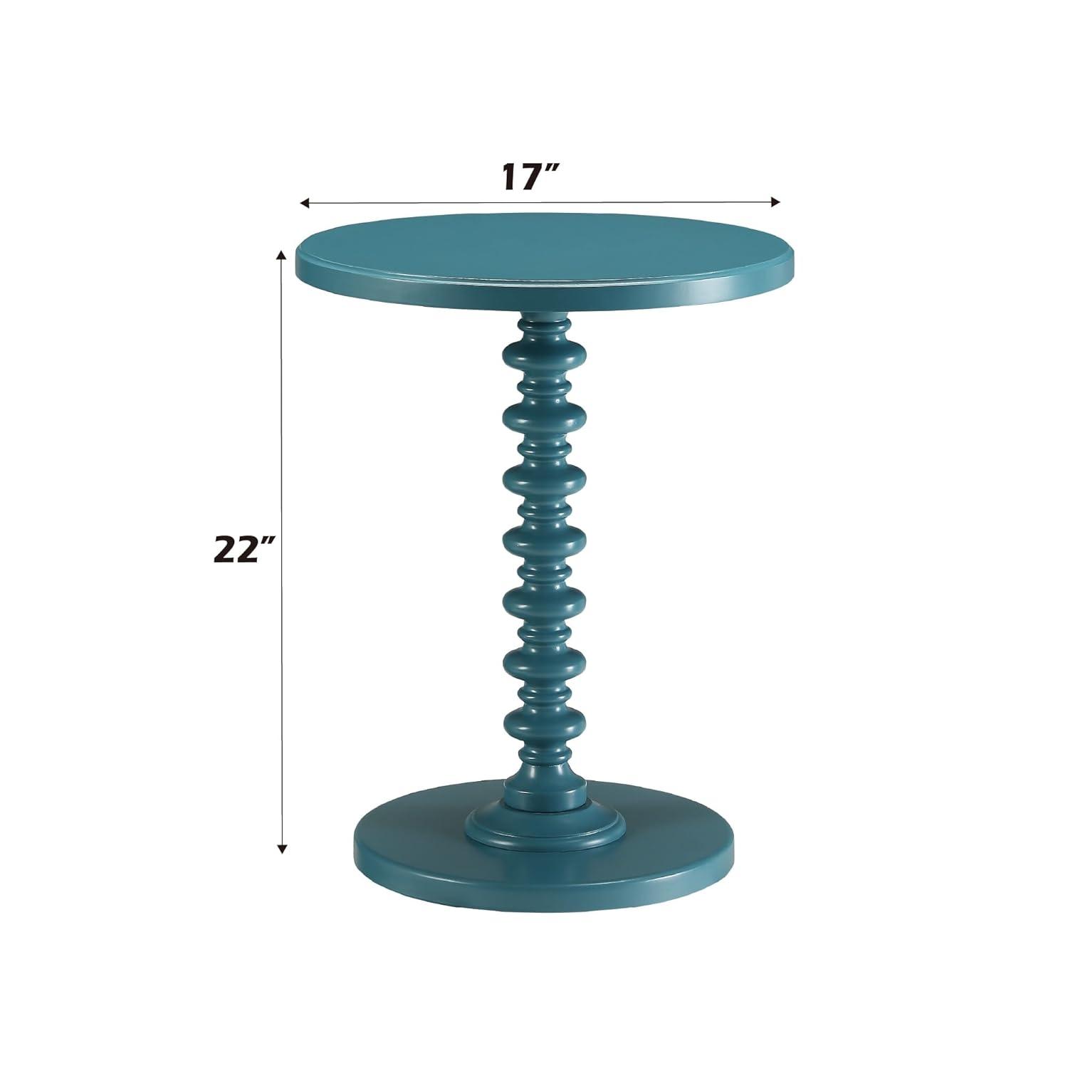 Astonishing Side Table With Round Top Teal Blue - Saltoro Sherpi