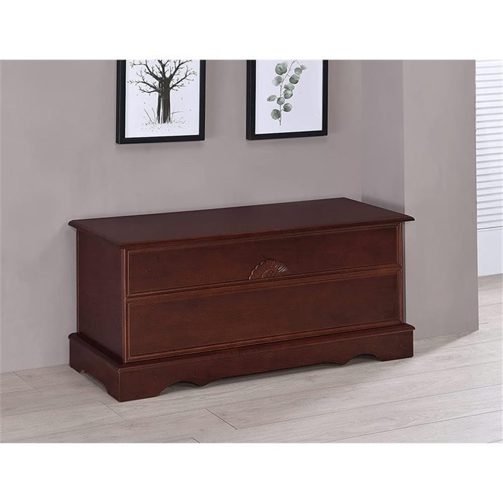 Bowery Hill Rectangular Traditional Wood Cedar Chest in Brown