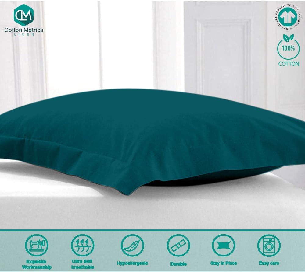 Cotton Metrics Heavy Quality European Square Pillow Shams Set of 2 Teal Green 800TC 100% Organic Cotton Euro Pillow Shams 28x28 Pillow Cover, Cushion Cover Euro Size (Euro 28x28, Teal Green)