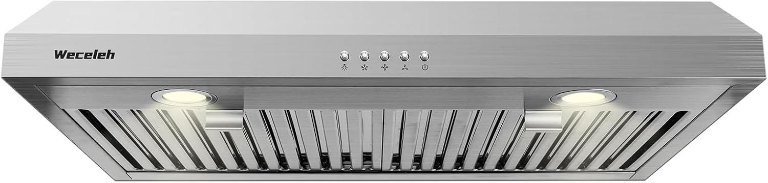 30-Inch Stainless Steel Under Cabinet Range Hood with Push Buttons