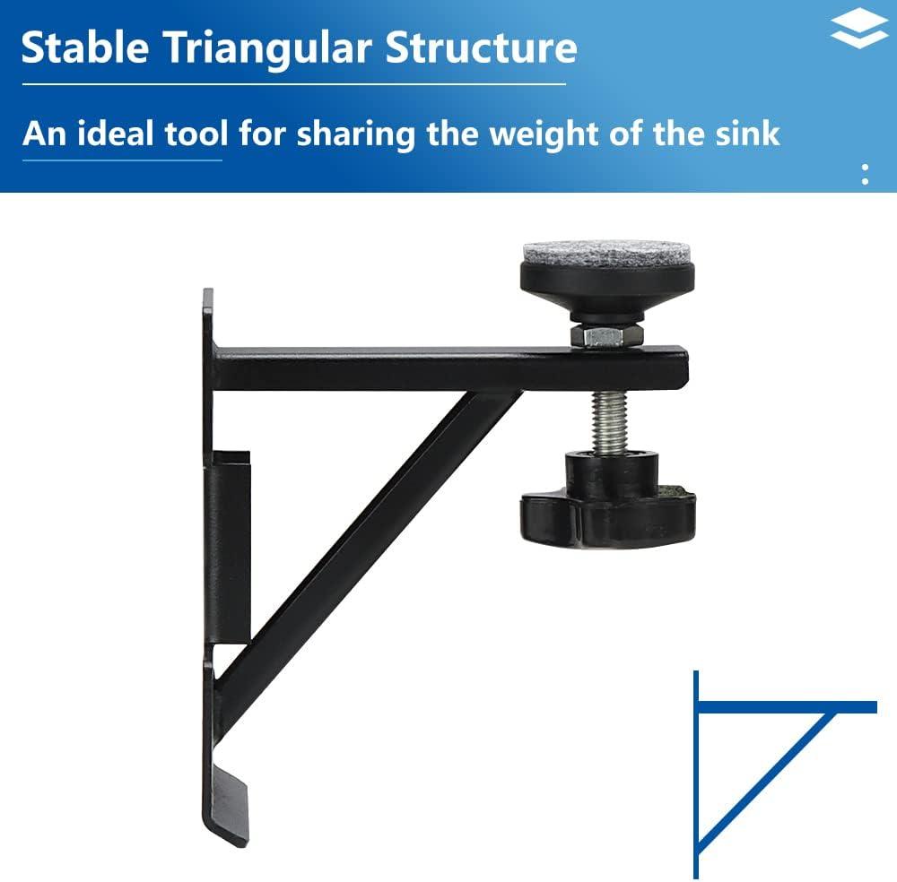 Black Coated Steel Undermount Sink Brackets for Narrow Cabinets