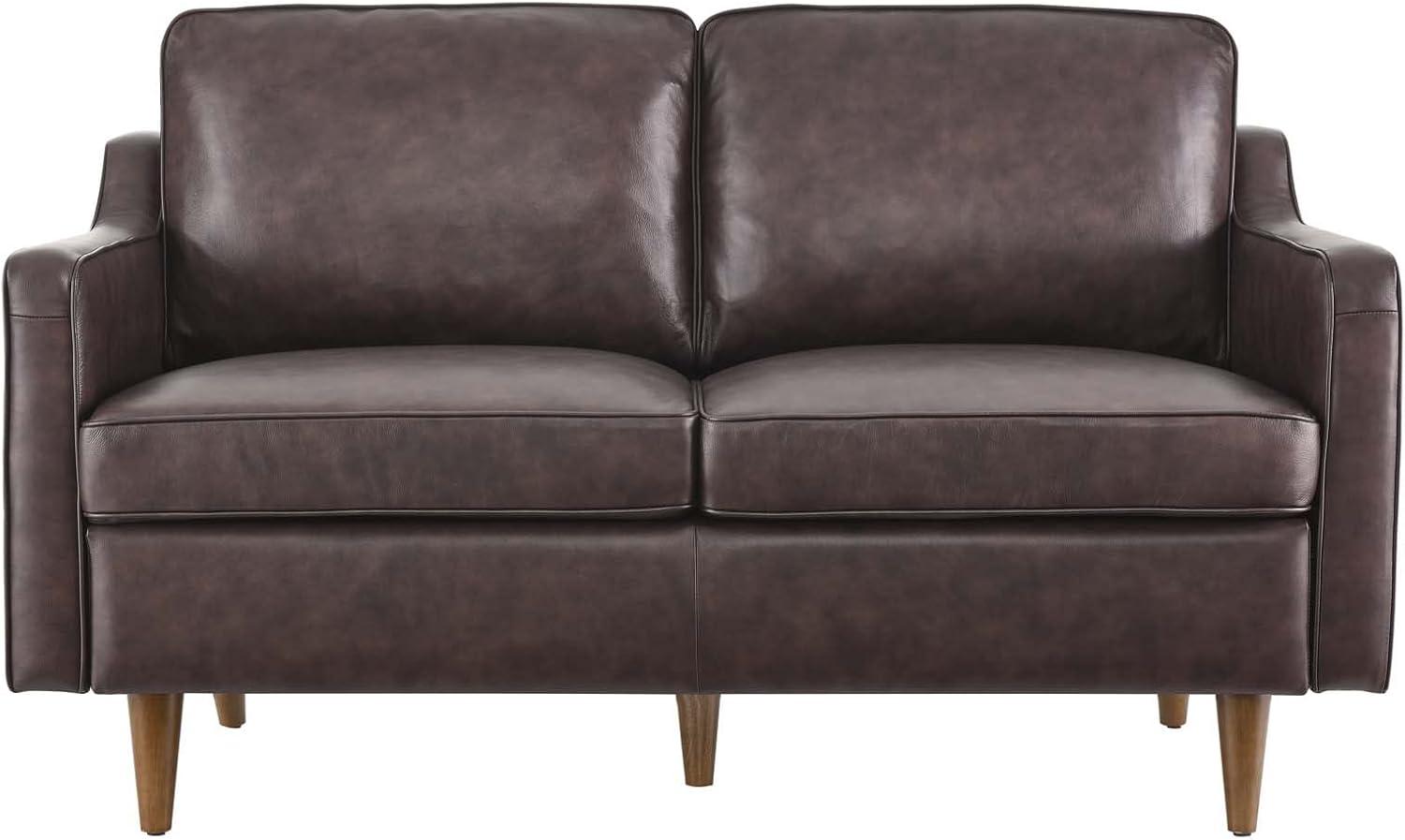 Modway Impart Genuine Leather Loveseat in Brown