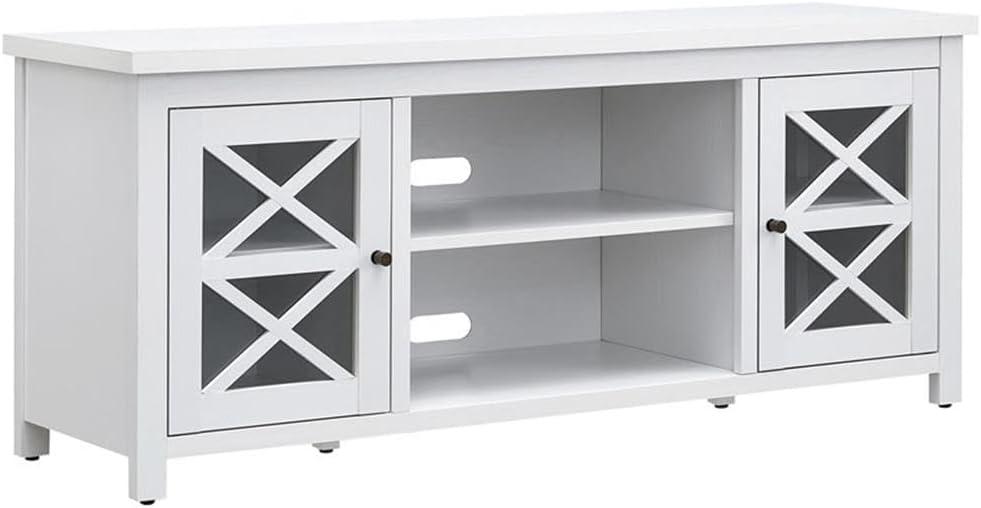 Modern Farmhouse 58" White TV Stand with Cabinet & Fireplace