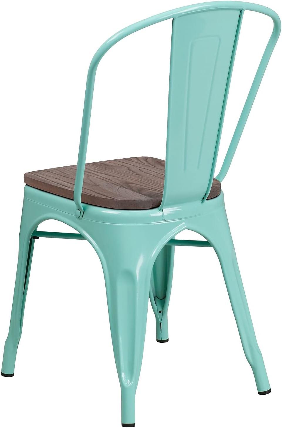 Flash Furniture Metal Stackable Chair with Wood Seat