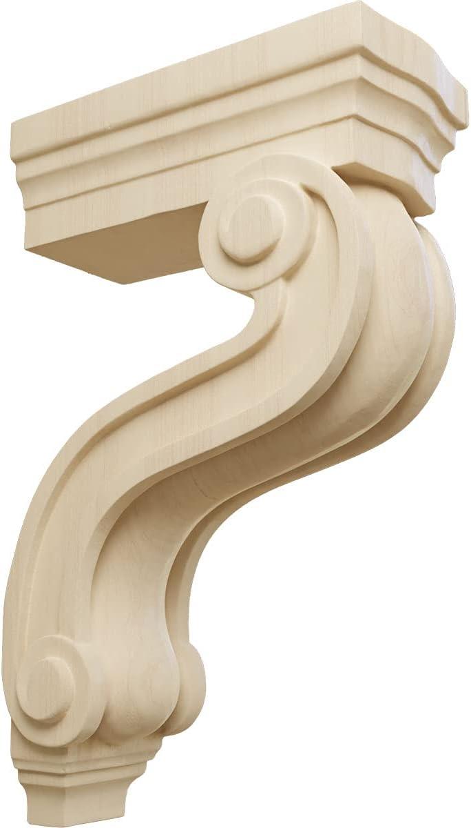 Hand-Carved Rubberwood Corbel with Hollow Back, 13" Height