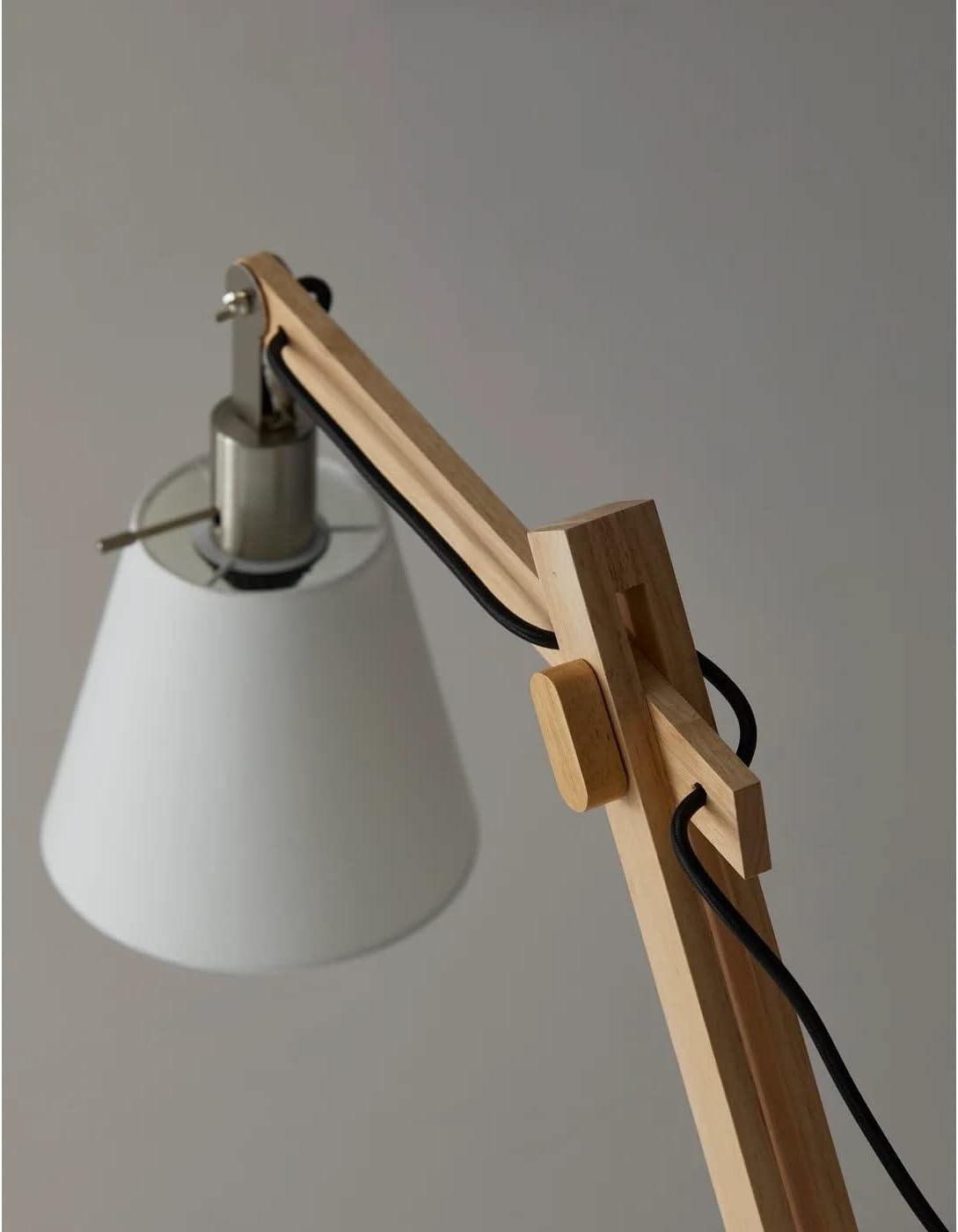 53" x 61" 3-way Walden Floor Lamp Camel - Adesso: Adjustable Wooden Arm, Industrial Style, ETL Listed