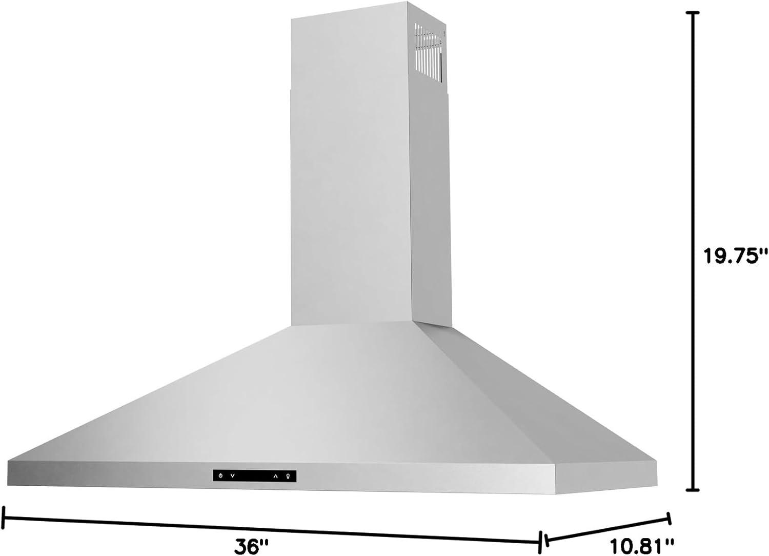 36-Inch Stainless Steel Convertible Wall Mount Range Hood