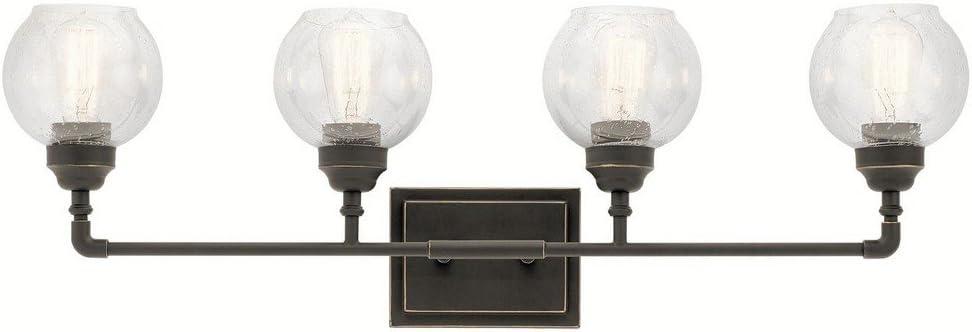 Niles 33" Bronze and Clear Glass 4-Light Vanity Fixture