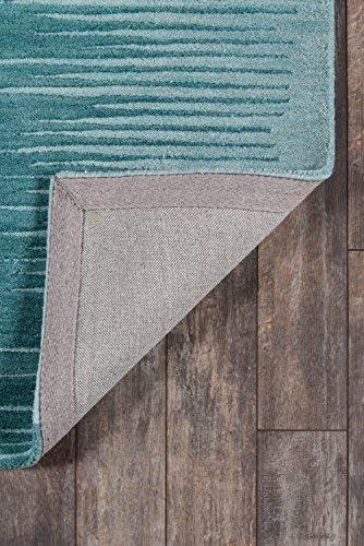 Handmade Blue Wool Tufted Stripe Rectangular Rug 5' x 8'