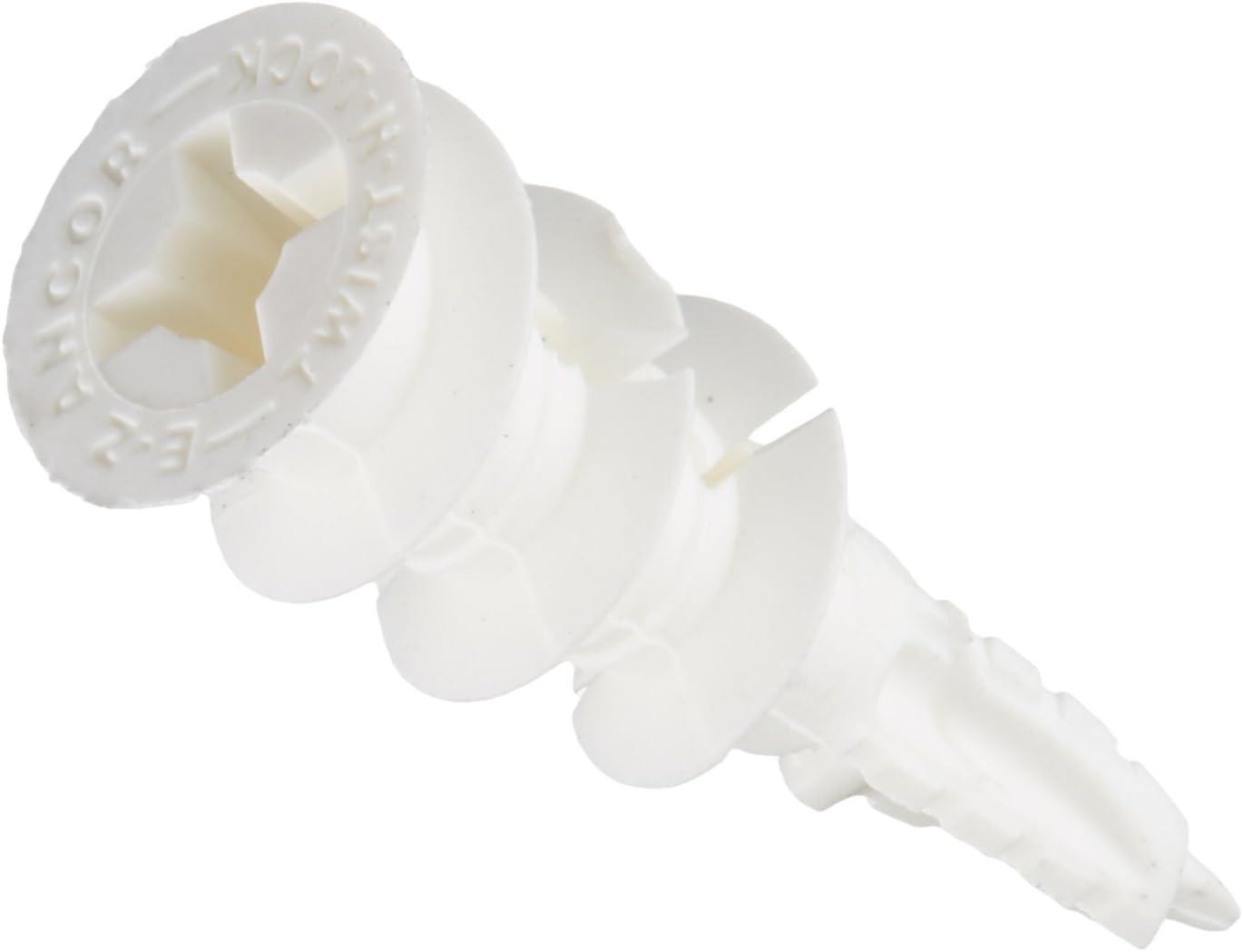 White Plastic Twist-N-Lock Drywall Anchors, Pack of 25