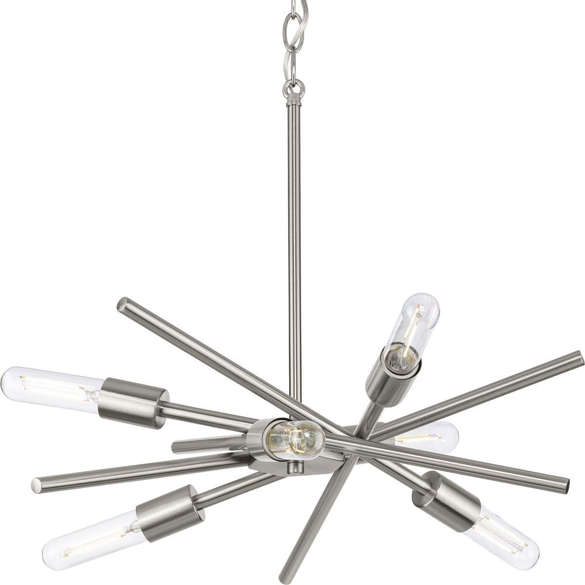 Progress Lighting Astra 6-Light Chandelier, Brushed Nickel, No Shade