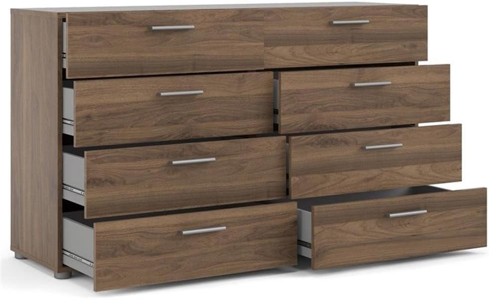 Tvilum Loft 8 Drawer Double Dresser for Adults, Walnut