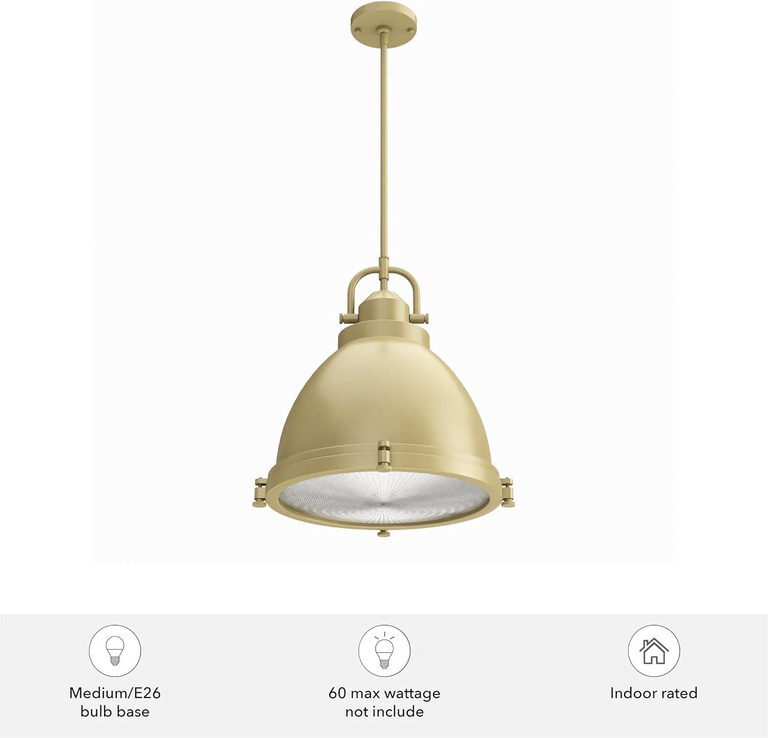 Brushed Nickel Glass Dome Pendant Light with LED