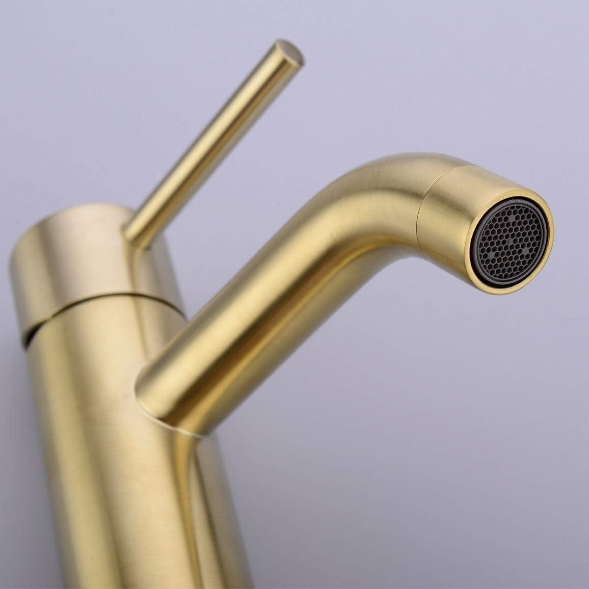 Brushed Gold Brass Single Handle Bathroom Faucet