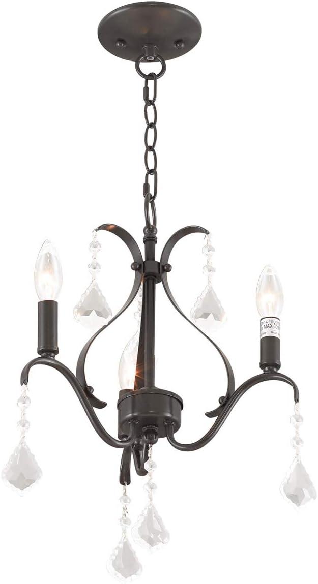 Caterina English Bronze 3-Light Mini Chandelier with Clear Crystals