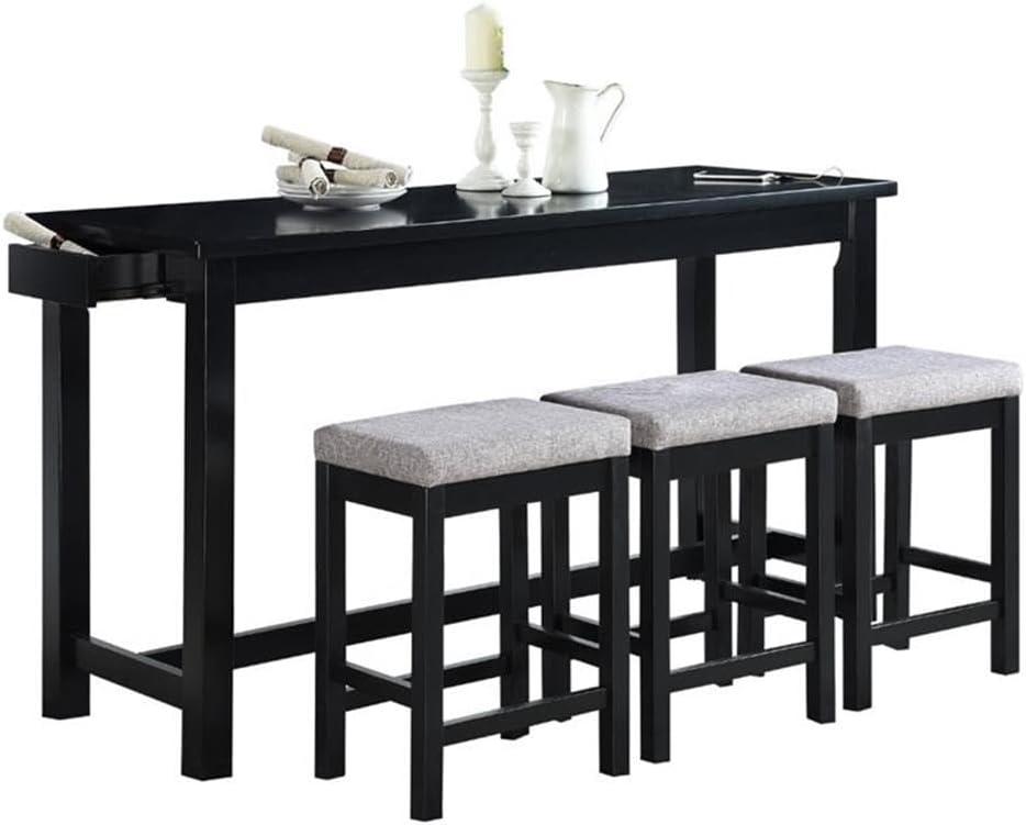 Lexicon Connected 4 Piece Wood Counter Height Dining Set in Black