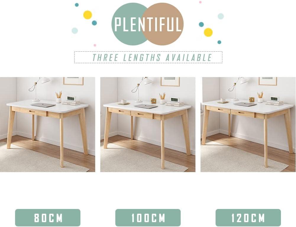 IOTXY Solid Wood Writing Desk - Home Office Workbench Desk with Drawer, 31.5" Width Laptop Computer Work Study Table in White
