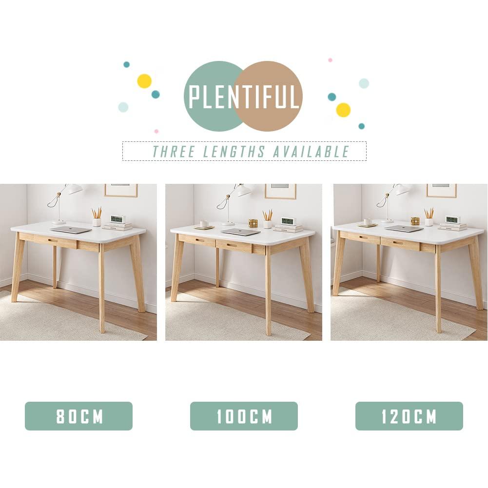 IOTXY Solid Wood Writing Desk - Home Office Workbench Desk with Drawer, Laptop Computer Work Study Table
