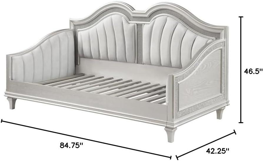 Coaster Evangeline Chenille Upholstered Twin Daybed in Silver Oak and Ivory