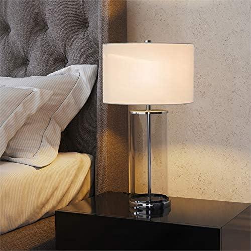 Evelyn&Zoe 28" Traditional Metal Table Lamp with White Drum Linen Shade