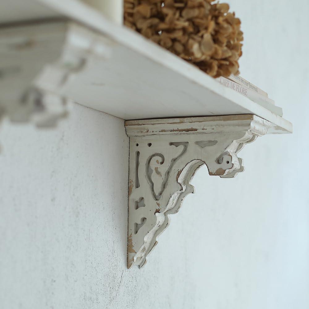 Ophelia & Co. Vintage Shabby Wood Corbels Brackets for Shelf Farmhouse Wall Decor (Set of 2)