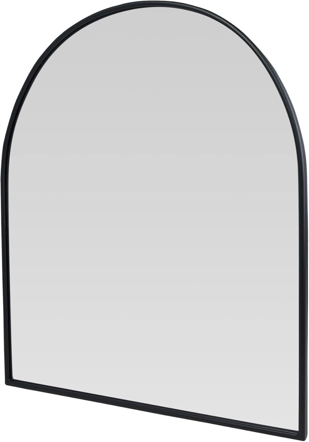 Arched Black Metal Framed Wall Mirror