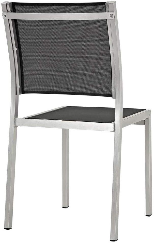 Shore Side Chair Outdoor Patio Aluminum Set of 2 Silver Black