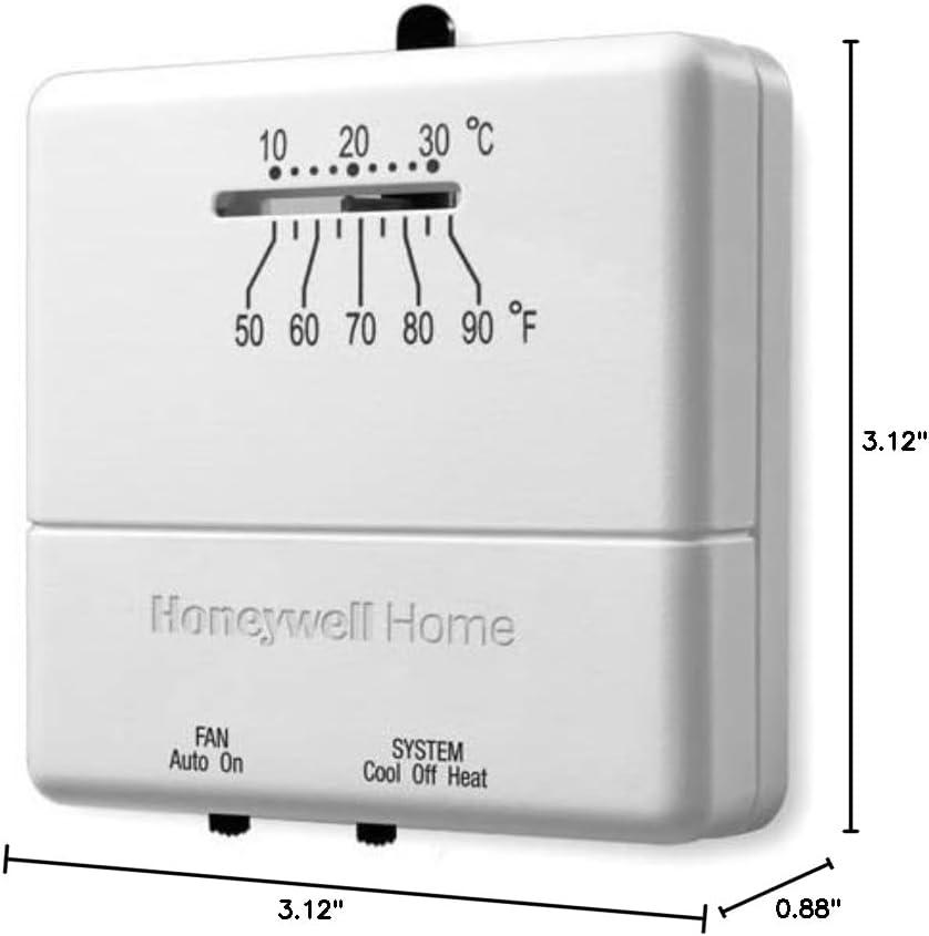 White Square Low Voltage Heating and Cooling Thermostat