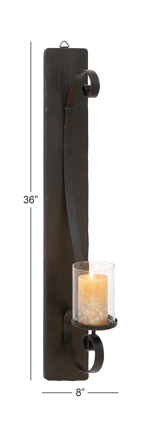 DecMode Bronze Metal Geometric Handmade Pillar Wall Sconce with Smoked Glass