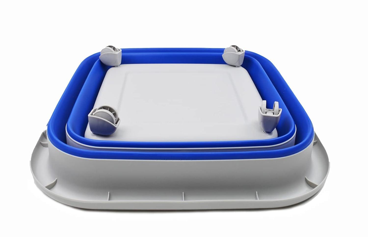 SAMMART 39L (10.3 Gallons)  Collapsible Plastic Laundry Basket with Wheels, Grey/Purplish Blue