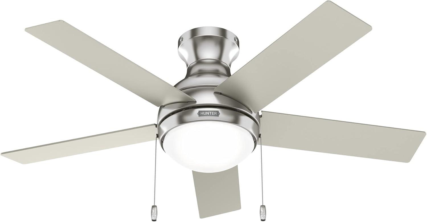 44" Aren 5 - Blade Flush Mount Ceiling Fan with Pull Chain and Light Kit Included