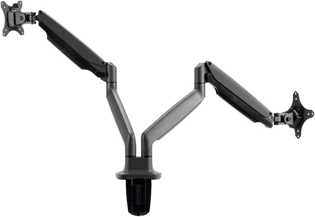 Monoprice Smooth Full Motion Dual Monitor Adjustable Gas Spring Desk Mount - Black, Supports Up to 34 Inch Monitors, Max 19.8 LBS Weight Per Display