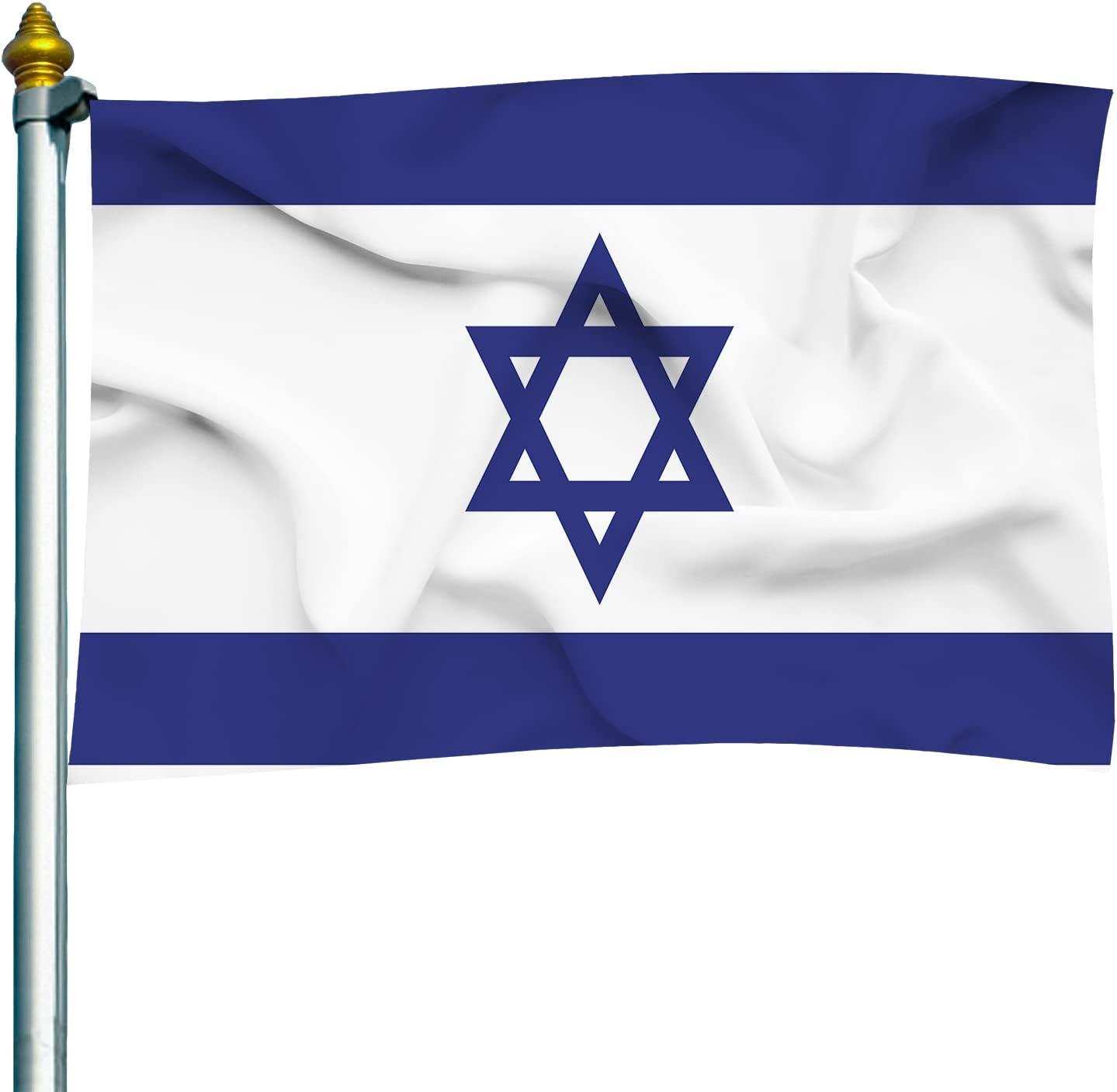 Fly Breeze 3x5 Foot Israel Flag - Vivid Color and Fade proof - Canvas Header and Double Stitched - Israeli National Flags Polyester with Brass Grommets 3 X 5 Ft as show