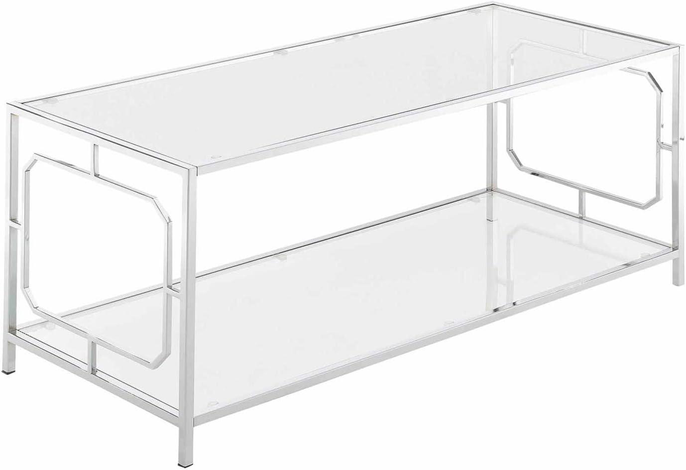 Elegant Omega Rectangular Coffee Table with Chrome and Glass