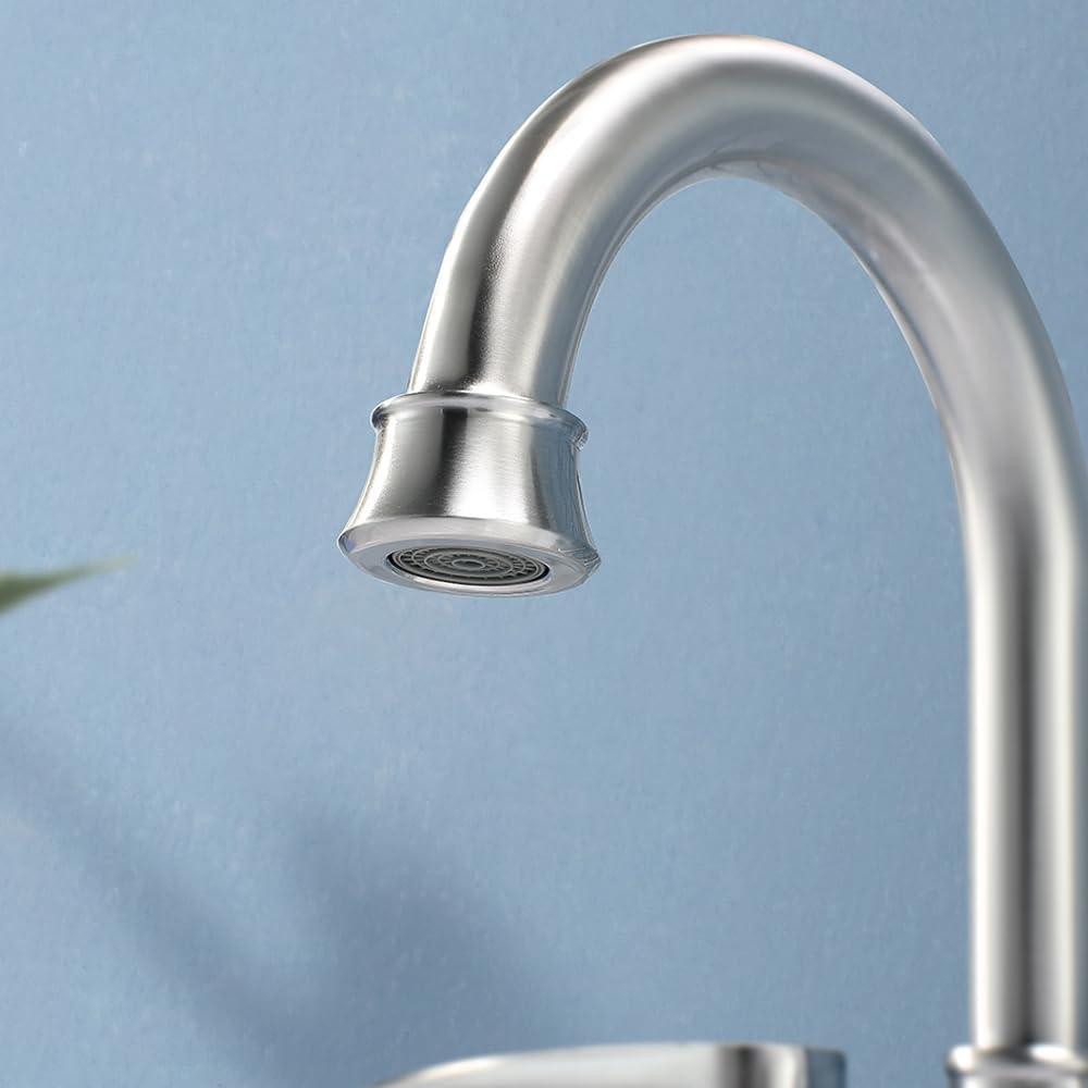 Brushed Nickel 2-Handle High-Arc Bathroom Faucet Set