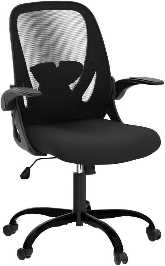 Black Mesh Ergonomic Office Chair with Adjustable Arms and Lumbar Support