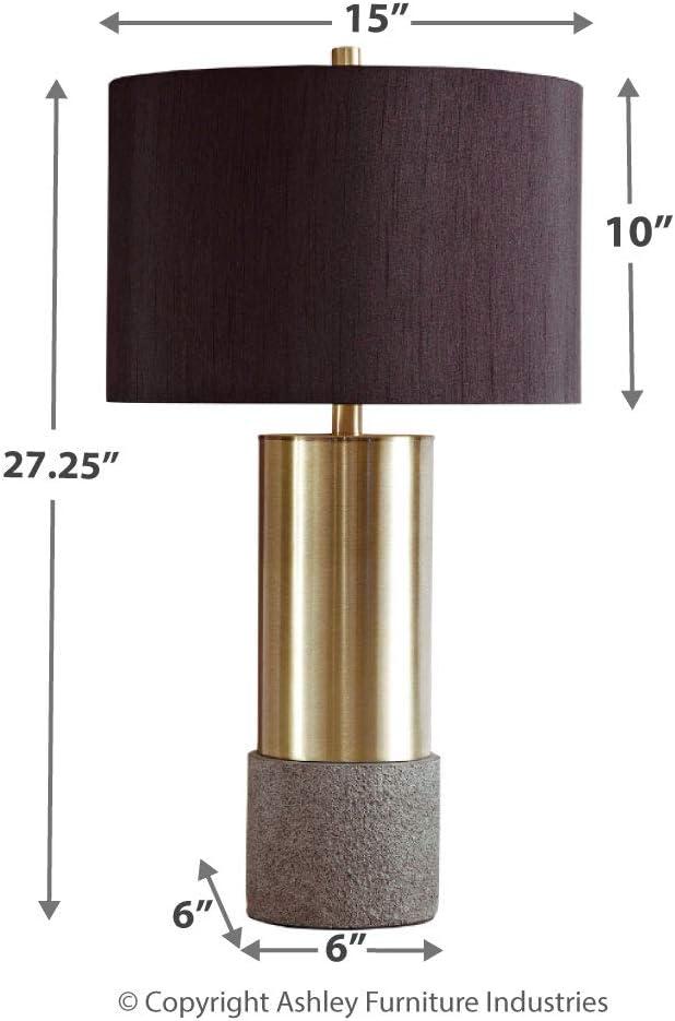 Signature Design by Ashley Contemporary Jacek Table Lamp (Set of 2)  Gray/Brass Finish