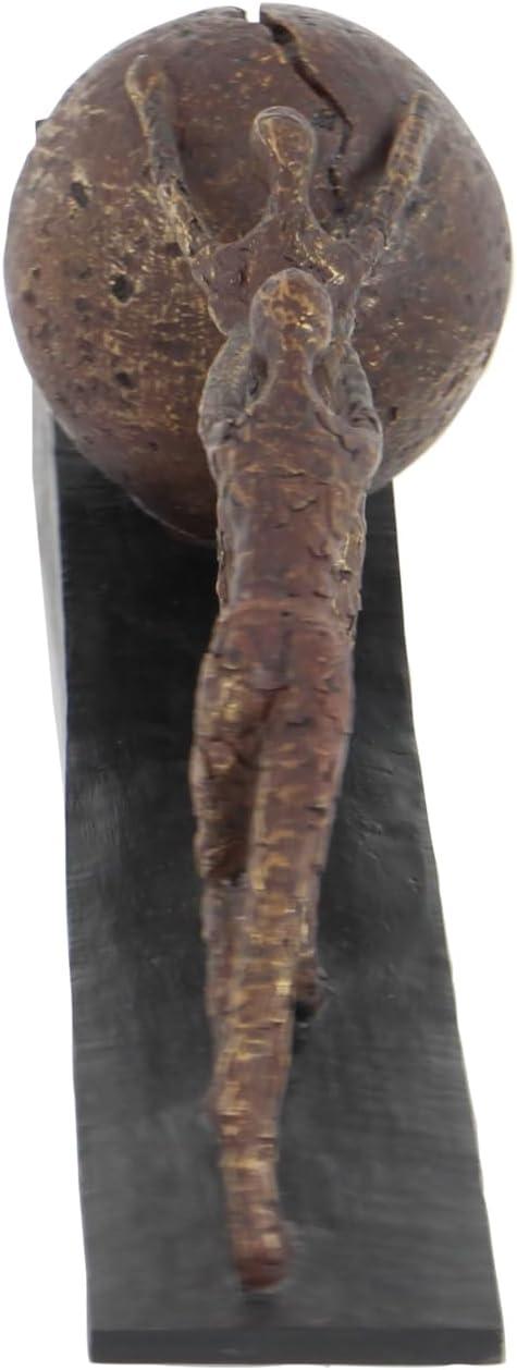 5" x 8" Brown Polystone People Sculpture with Ball, by DecMode