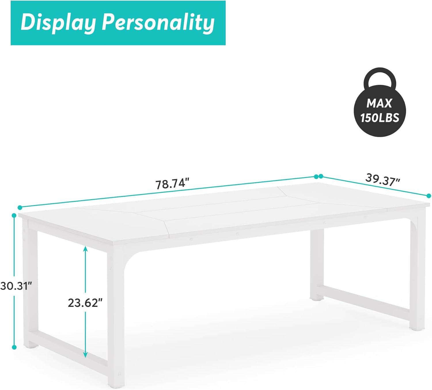 White Rectangular Reclaimed Wood Dining Table with Metal Legs