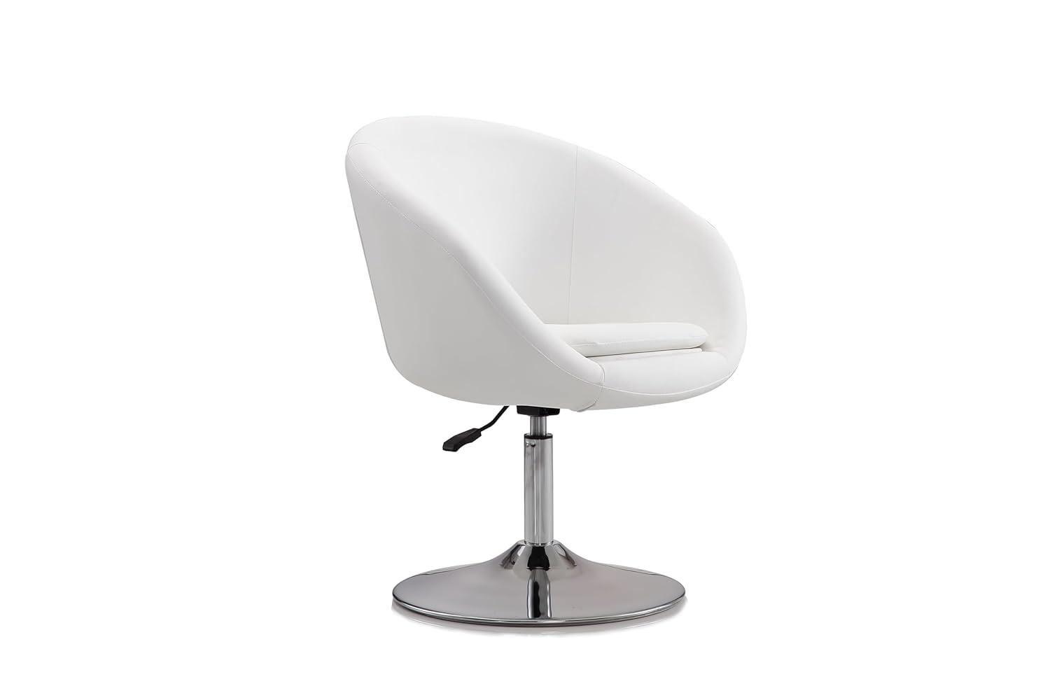 Faux Leather Swivel Barrel Chair