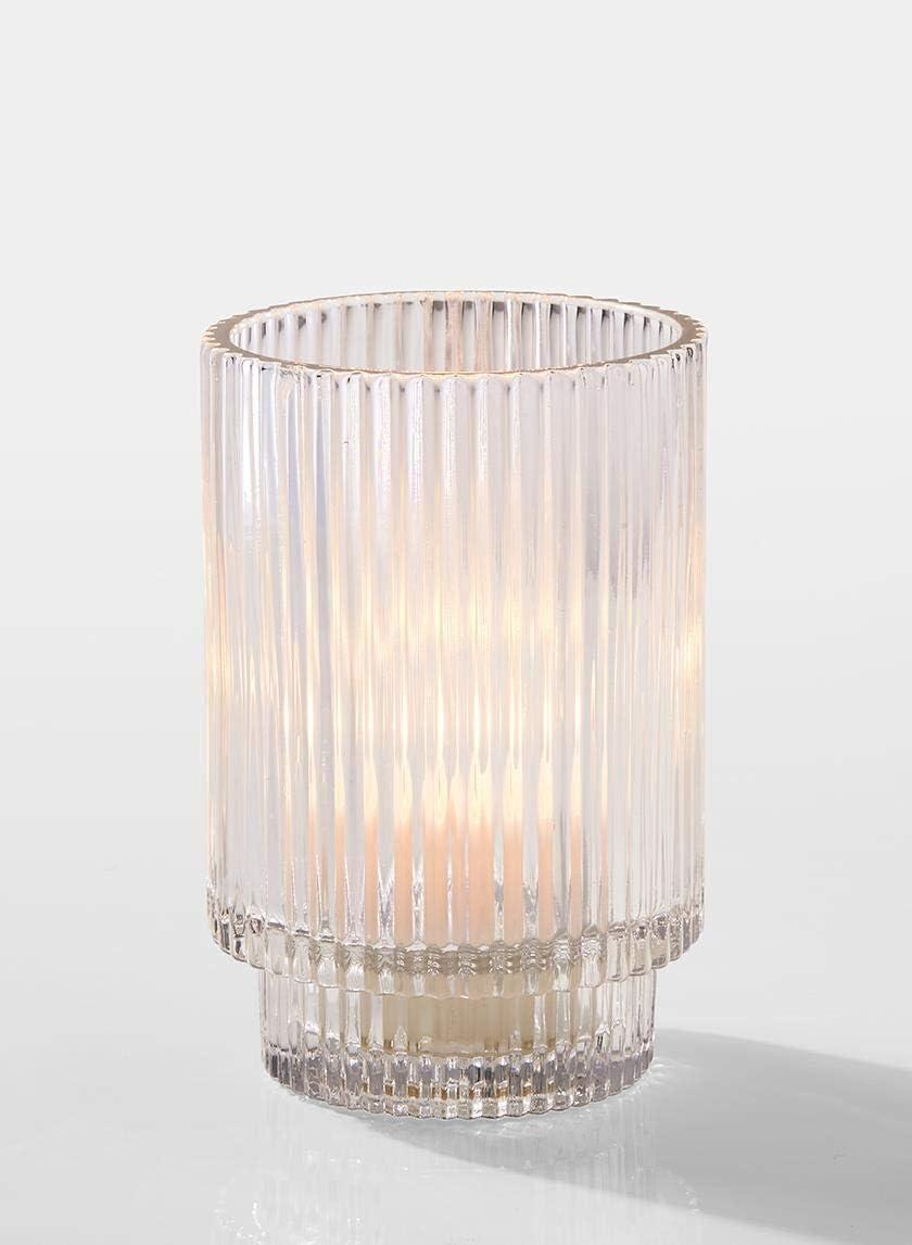 Serene Spaces Living Clear Ribbed Glass Votive Holder, Perfect for Weddings and Home Décor, Measures 5" Tall and 3.5" Diameter