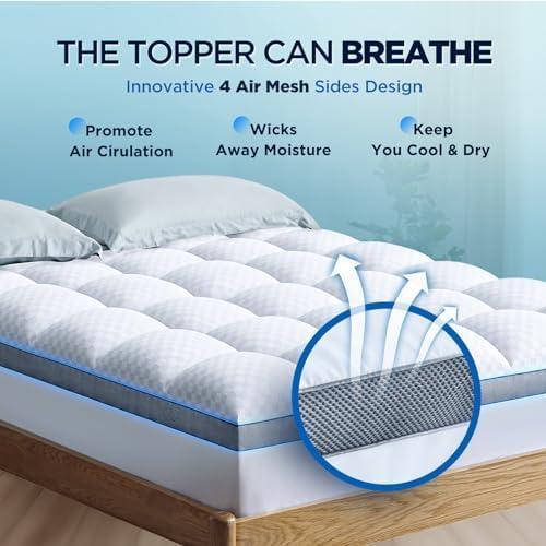 King Size White Down Alternative Memory Foam Mattress Topper