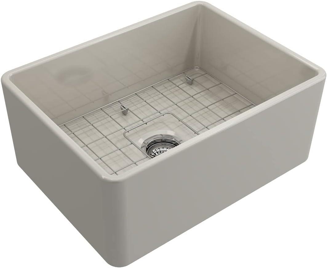 Matte Black Fireclay Farmhouse Single Bowl Kitchen Sink with Accessories