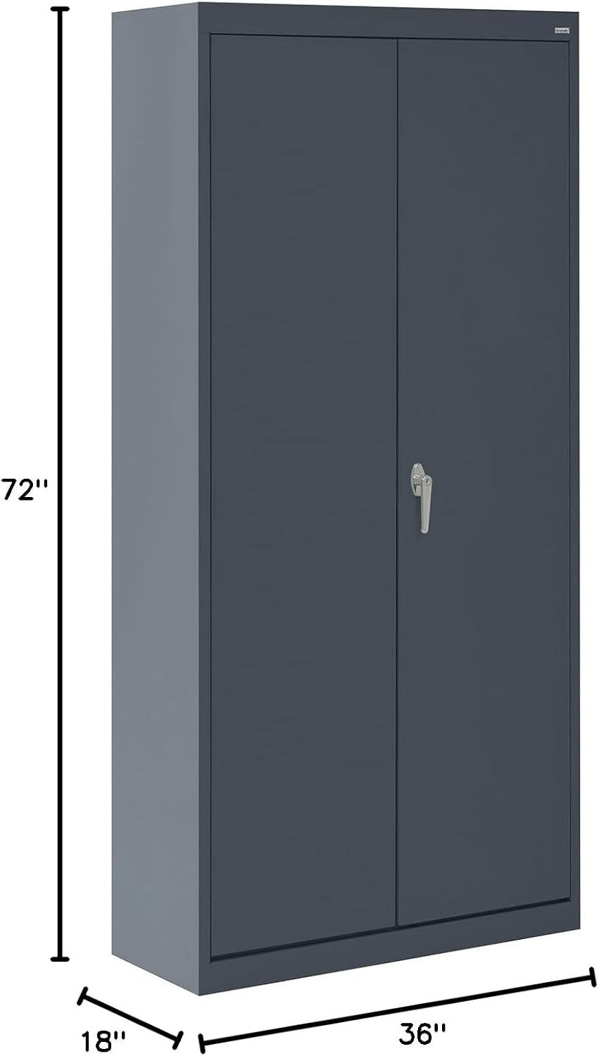 Charcoal Steel Freestanding Lockable Office Cabinet, 72'' H x 36'' W