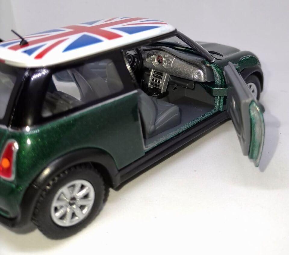 KiNSMART Mini Cooper S 5inch 1:28 Scale Die Cast Metal Model Toy Cars Green with British Flag