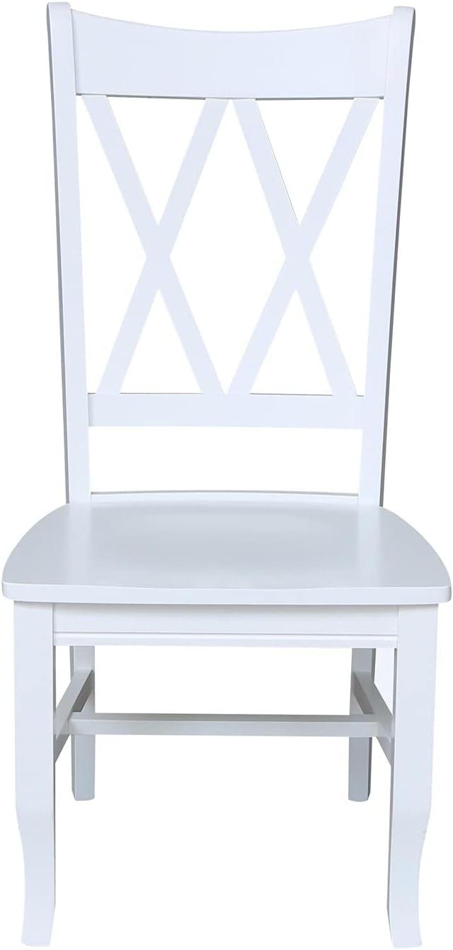 International Concepts Set of 2 Jeremy Double Dining Chairs White: Hardwood Frame, Modern Style, 250lb Capacity