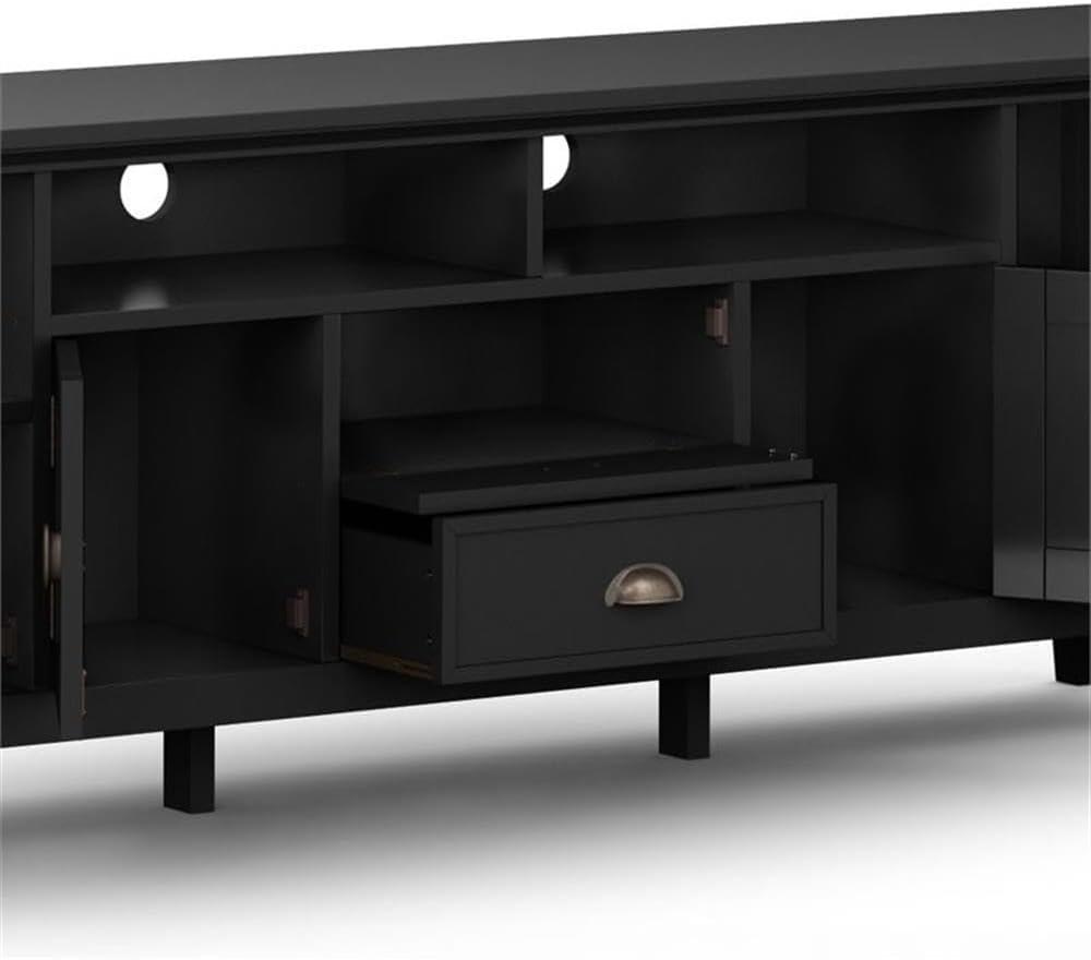 Simpli Home Redmond 72"W Solid Wood TV Stand for TVs up to 80" with Storage Cabinets